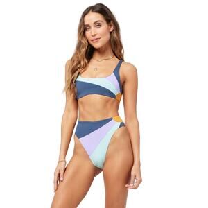 L*SPACE Lizzie Top Luca Bottom Bitsy Sunburst Bikini Slate Pool Wisteria Lg NEW
